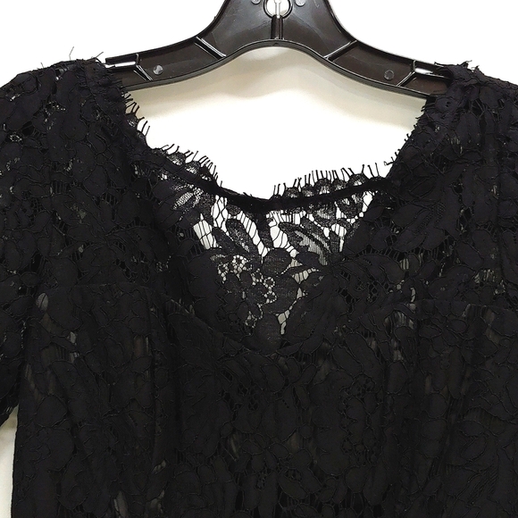 Eliza J Black Lace Cocktail dress, 3/4 Sleeve, Round Neck, Size OP, NWT - Picture 3 of 14